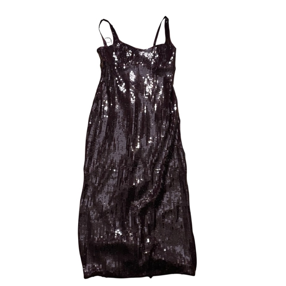 Abercrombie & Fitch Corset Sequin Midi Dress Womens Size Medium Red Deep Wine - Picture 2 of 6